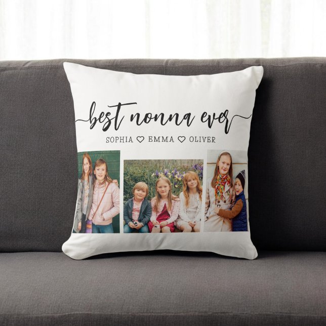 Best Nonna Ever - Grandchildren Photo Collage Cushion (Creator Uploaded)