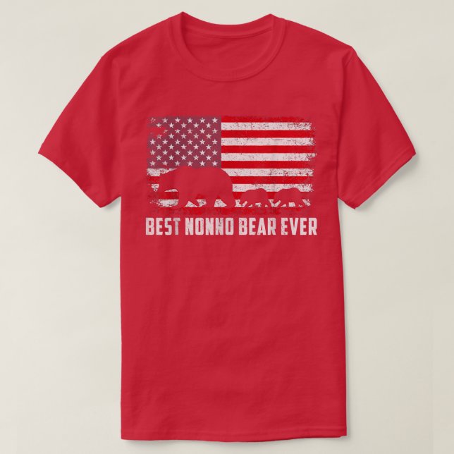 Best Nonno Bear Ever USA American Flag Father's Da T-Shirt (Design Front)