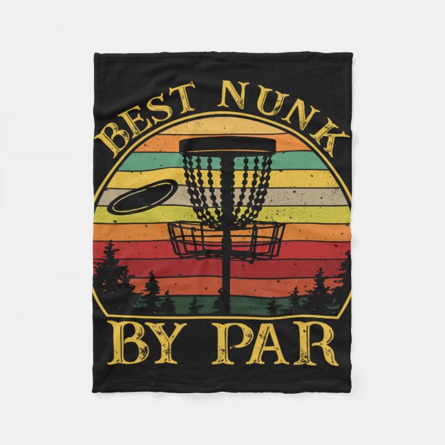 Best Nunk By Par Funny Disc Golfing Uncle  Fleece Blanket (Front)