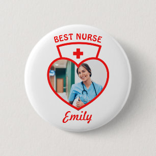 Best Nurse Cute Birthday Gift Add Your Photo Name 6 Cm Round Badge