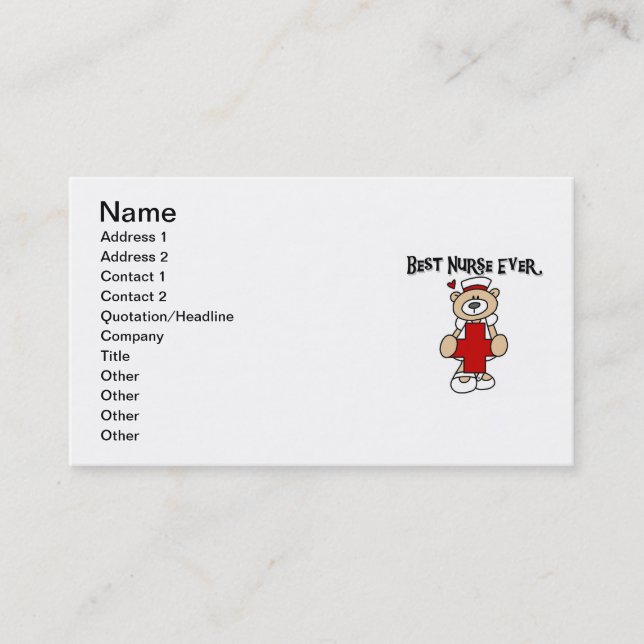 Best Nurse Ever Tshirts and Gifts Business Card (Front)