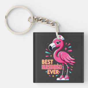 Best Nursemingo Ever Nurse Flamingo Lover Key Ring