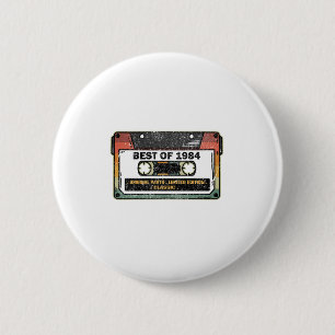 Best Of 1984 Vintage Cassette Funny Birthday Gift 6 Cm Round Badge