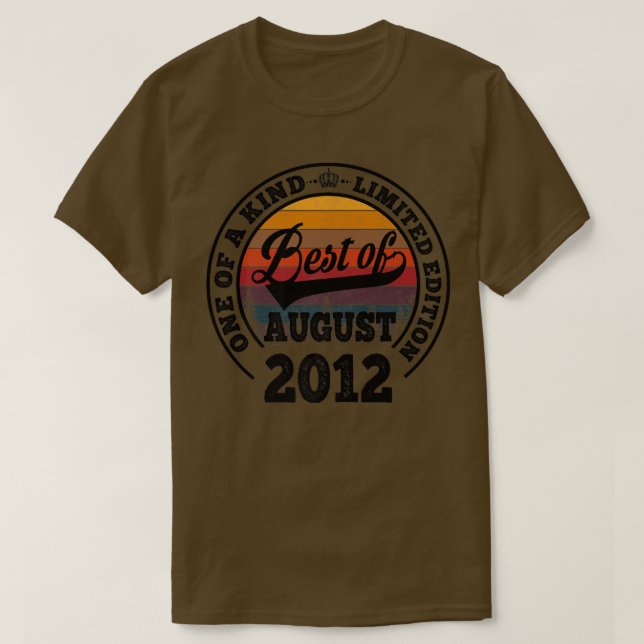 Best Of August 2012 10th Birthday Gift For 10 Year T-Shirt (Design Front)