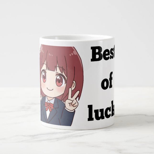 'Best of Luck' Anime-Style Jumbo Mug (Front)