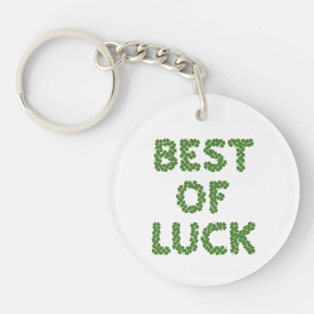 Best of Luck Clovers Greeting Key Ring (Front)