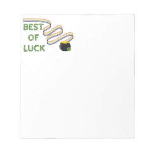 Best of Luck Greeting with Clovers and Rainbow Notepad