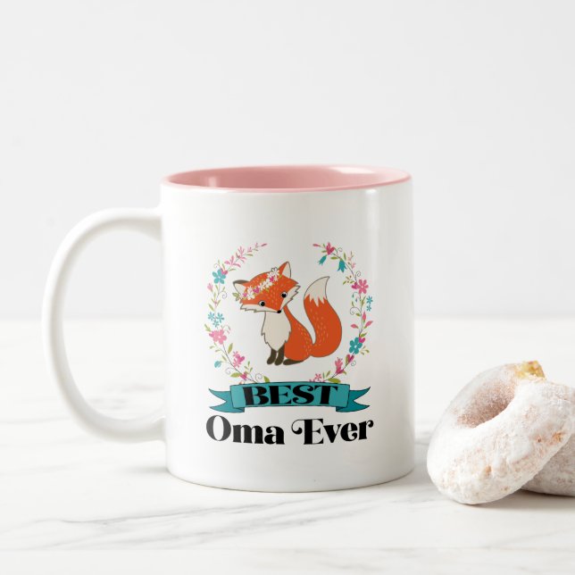 Best Oma Ever Grandma Gift Two-Tone Coffee Mug (With Donut)