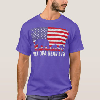 Best Opa Bear Ever USA American Flag Father's Day  T-Shirt