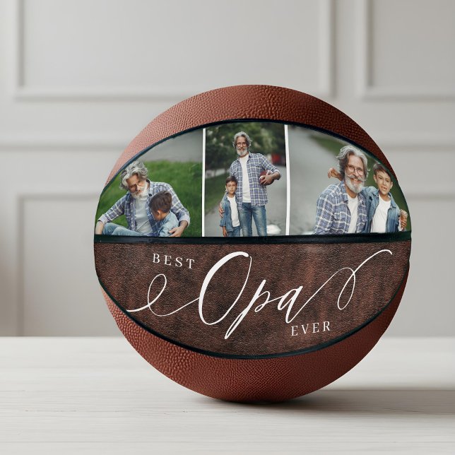 Best Opa Ever Leather Father's Day Photo Keepsake Basketball (Best Opa Ever Leather Father's Day Photo Keepsake Basketball)