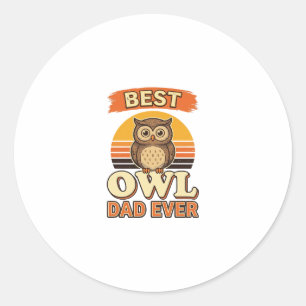 Best Owl Dad Ever Vintage Engraving Shirt Design_1 Classic Round Sticker