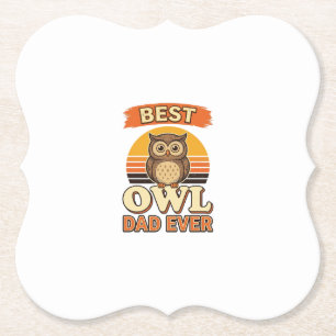 Best Owl Dad Ever Vintage Engraving Shirt Design_1 Paper Coaster