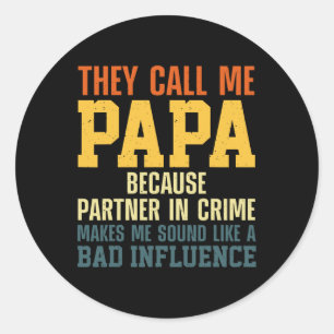 Best Papa Art For Grandpa From Grandkids Father's  Classic Round Sticker