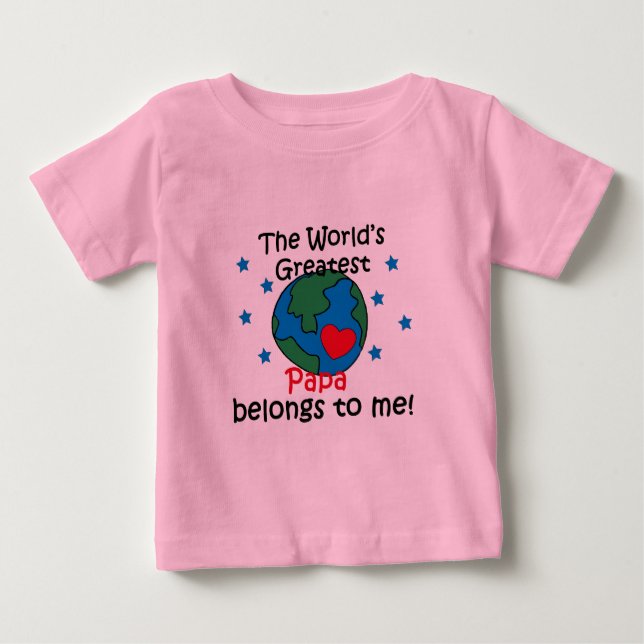 Best Papa Belongs to me Baby T-Shirt (Front)