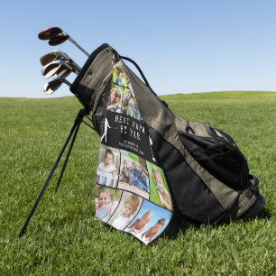 BEST PAPA BY PAR 12 Photo Collage Personalised Golf Towel