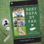 BEST PAPA BY PAR 3 Photo Black Green Personalised Golf Towel<br><div class="desc">Personalised photo golf towel with 3 pictures for the golfer grandfather or dad called PAPA with the suggested editable funny golf saying BEST PAPA BY PAR (or change to your custom text) in an editable black, green and white colour scheme. Add a name, monogram or a special message at the...</div>