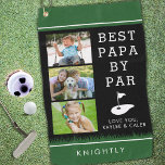 BEST PAPA BY PAR 3 Photo Collage Personalised Golf Towel<br><div class="desc">Personalised photo golf towel with 3 pictures for the golfer grandfather or dad called PAPA with the suggested editable funny golf saying BEST PAPA BY PAR (or change to your custom text) in an editable black, green and white colour scheme. Add a name, monogram or a special message at the...</div>