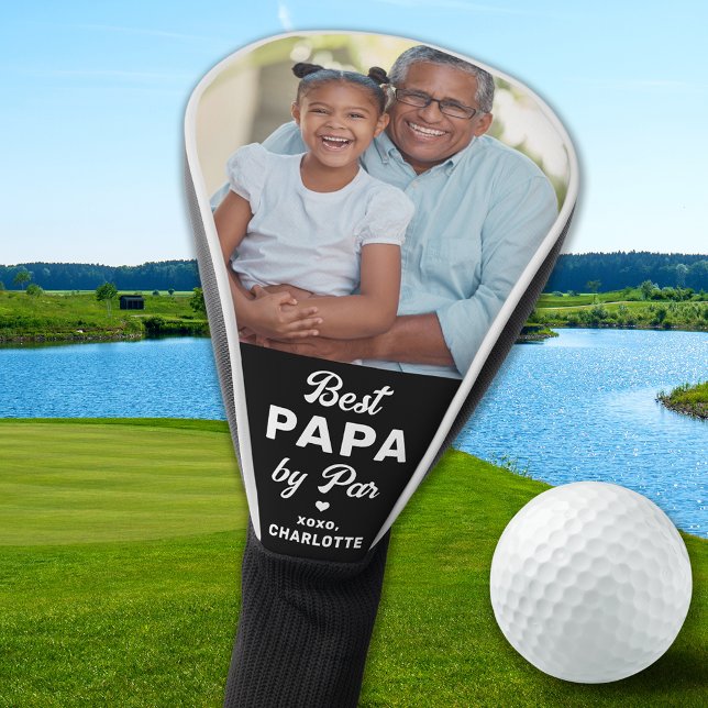 BEST PAPA BY PAR Custom Photo Modern Golfer Golf Head Cover (Creator Uploaded)