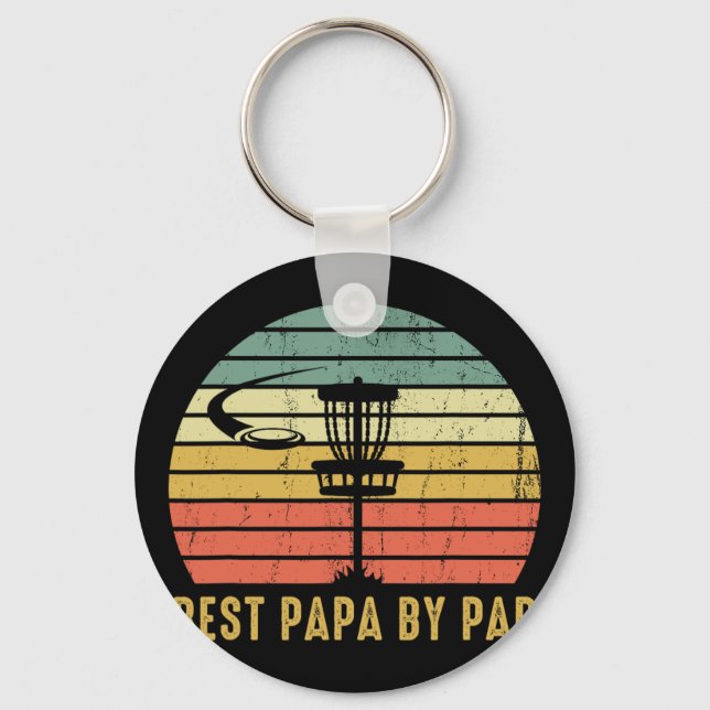 Best Papa By Par Funny Disc Golf Gift For Dad Fath Key Ring (Front)