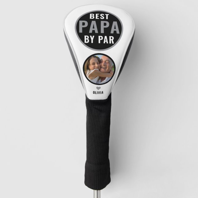  Best Papa By Par Golf Gift Custom Name Photo Head Cover (Front)