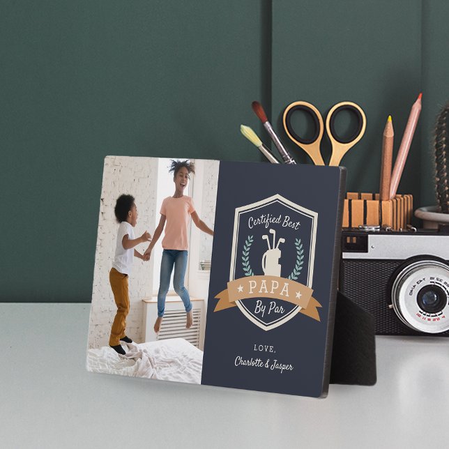 Best Papa By Par | Golf Grandpa Photo Plaque (Creator Uploaded)