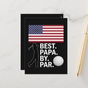 Best Papa By Par Golfing Papa Father's Day Golf Holiday Postcard