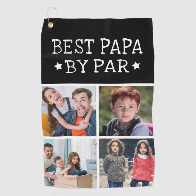 Best Papa By Par Photo Collage Golf Towel (Front)