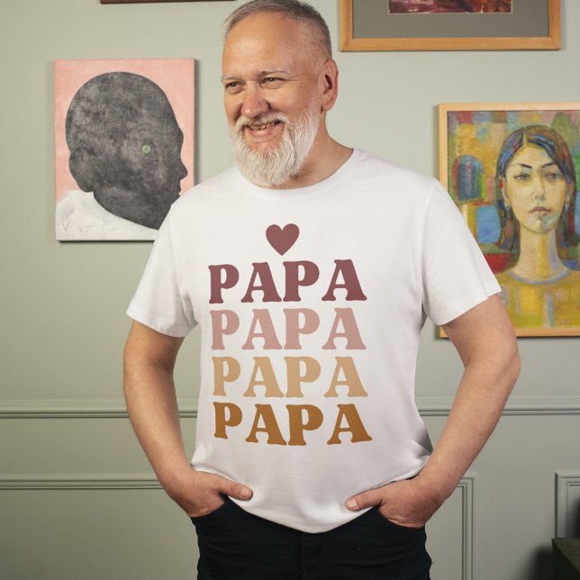 Best Papa Colourful Retro Bold Papa Father's Day  T-Shirt (Creator Uploaded)