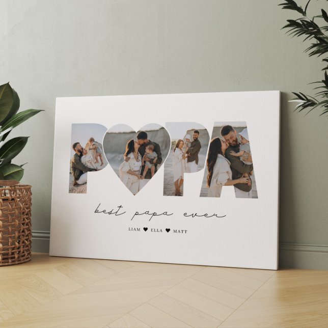 Best Papa Ever 4 Photo Collage for Dad or Grandpa Canvas Print (Creator Uploaded)