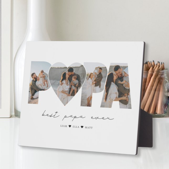 Best Papa Ever 4 Photo Collage for Dad or Grandpa Plaque (Creator Uploaded)