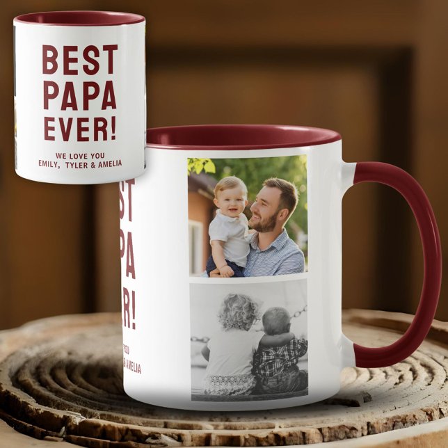 Best Papa Ever 4 Photo Collage  Mug (Creator Uploaded)