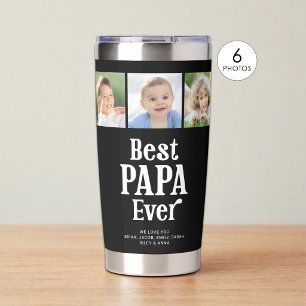 Best Papa Ever 6 Photos Custom Colour Insulated Tumbler