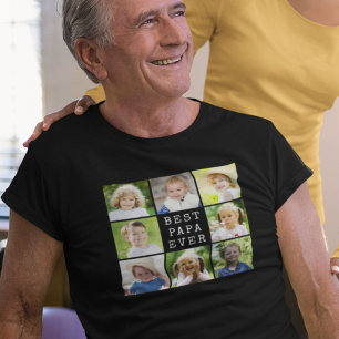 Best Papa Ever 8 Photo Collage Grandkids T-Shirt