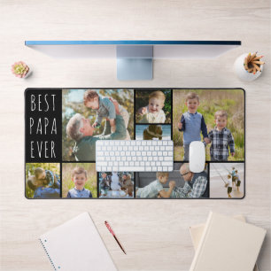 Best Papa Ever 9 Photo Collage Desk Mat