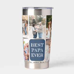 Best papa ever 9 photo collage personalised insulated tumbler