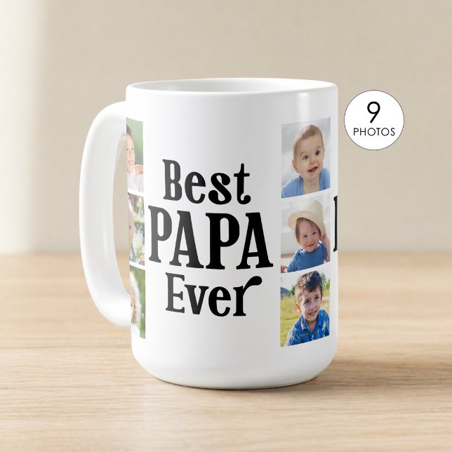 Best Papa Ever 9 Photos Coffee Mug (Creator Uploaded)