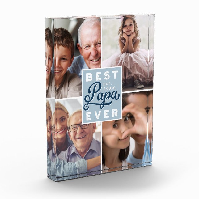 Best Papa Ever Custom Four Photo Family Collage (Left)