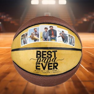 Best Papa Ever & Family 5 Photo Father's Day Mini Basketball