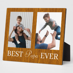 Best Papa Ever Fathers Day 2 Photo Collage Plaque