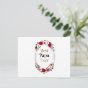 Best Papa Ever Floral Postcard - Father's Day Gift