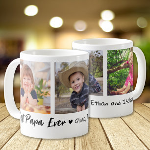 Best Papa Ever Grandchildren 3 Photo Collage Coffee Mug