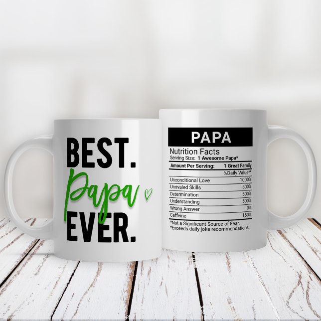 Best Papa Ever Green + Nutrition Facts, Large Coffee Mug (Creator Uploaded)