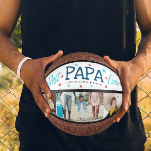 Best Papa Ever Hand Lettered Photo Collage Mini Basketball