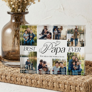 Best Papa Ever Heart Family Photo Collage keepsake Block