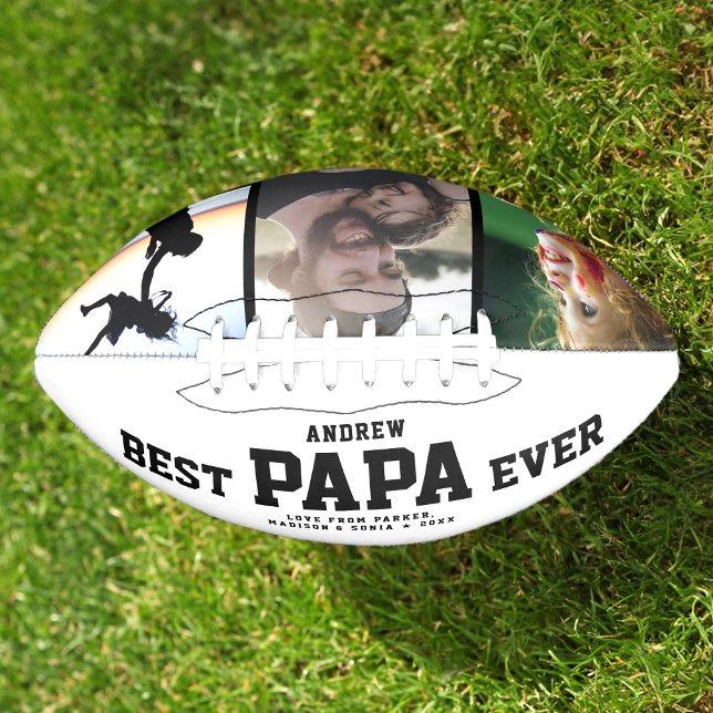 BEST PAPA EVER Modern Cool Color Photo Collage Football (Creator Uploaded)