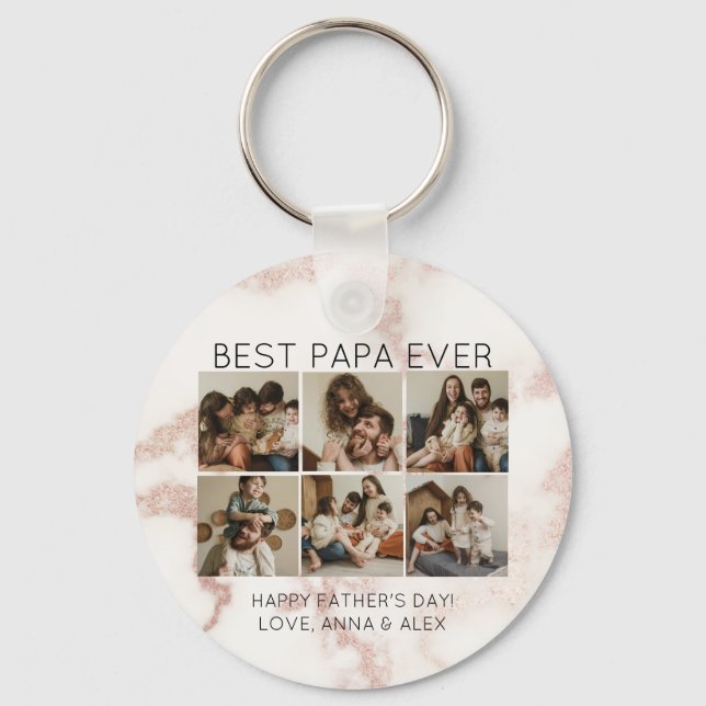 Best Papa Ever Multi-Photo Father's Day Key Ring (Front)