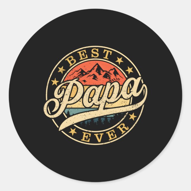 Best Papa Ever Papa Daddy Father'S Day Classic Round Sticker (Front)