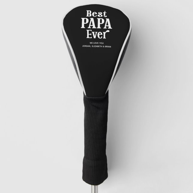 Best Papa Ever Personalised Custom Colour Golf Head Cover (Front)
