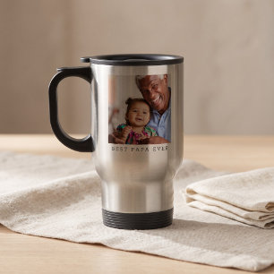 Best Papa Ever Personalised Photo Christmas Simple Travel Mug