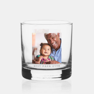 Best Papa Ever Personalised Photo Simple Grandpa Whiskey Glass
